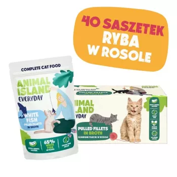 ANIMAL ISLAND peixe branco em caldo comida para gatos monoembalagem 40x85g