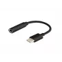 Adaptador de cabo SAVIO AK-35/B USB Type-C (3.1) macho para conector fêmea 3,5 mm, preto