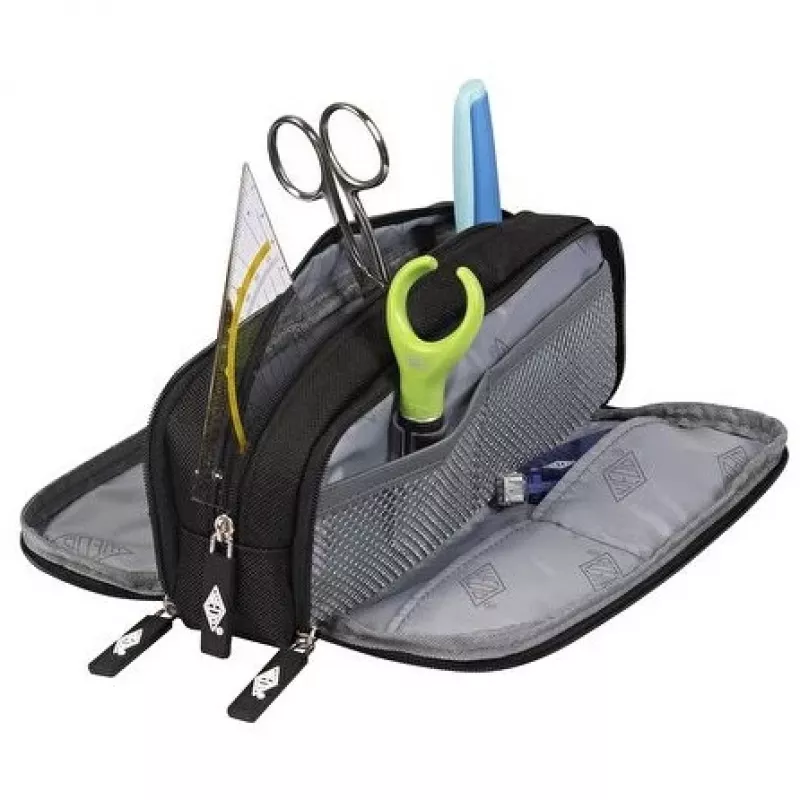 WEDO Business 242 45101 estojo Schlamperbox com 3 compartimentos, poliéster, preto