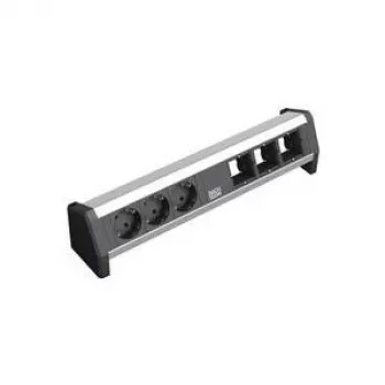 Extensão de energia 3 tomadas AC Bachmann 902.002 preto prateado