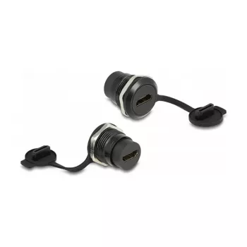 Ficha de encastrar HDMI-A DeLOCK com tampa de proteção preto 30,3 mm 23,5 mm