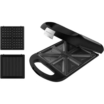 Máquina de sandes Cecotec | Rock'nToast Family 3in1 | 1500 W | Número de placas 3 | preto
