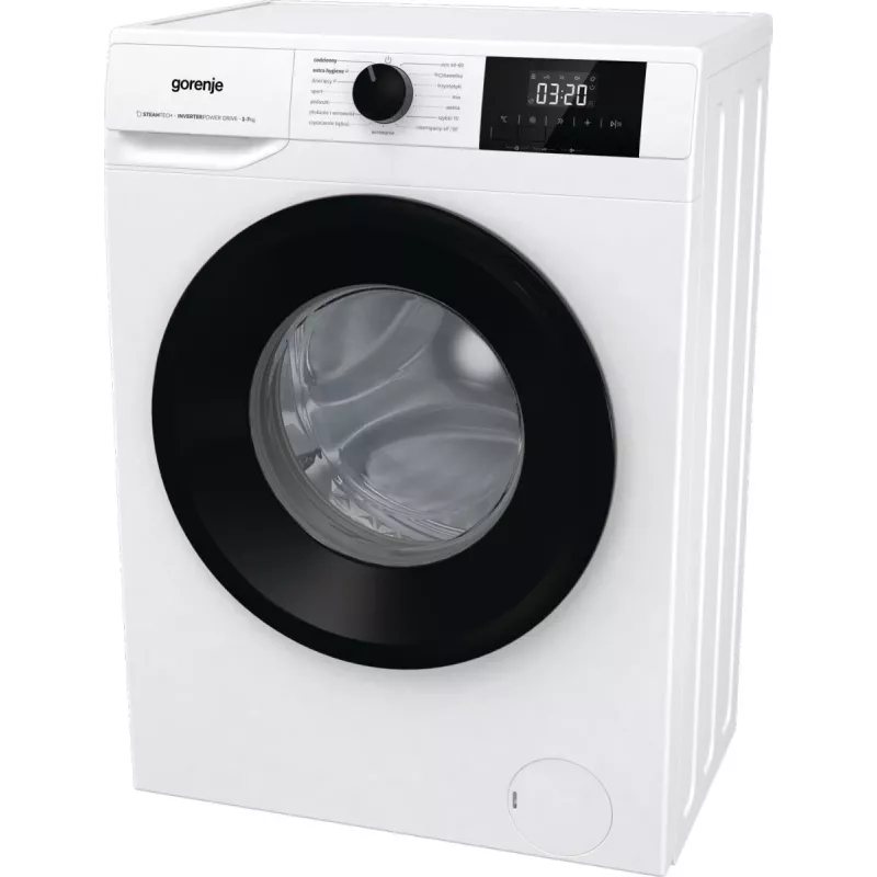Máquina de lavar roupa de instalação livre Gorenje W3NGPI72SBS, 7 kg, 1200 rpm, motor inverter, vapor, 15 programas, branco