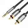Vention Cabo de áudio de ficha jack macho de 3,5 mm para 2 RCA macho 1 m Preto tipo metal