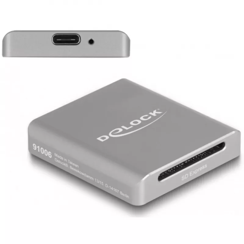 Leitor de cartões DeLOCK 91006 cinzento SD USB Type-C 10000 Mbit/s