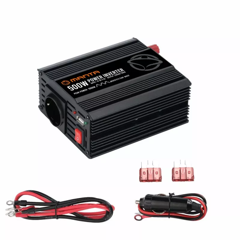 Inversor de potência MANTA MPI500M 500W potência contínua / 1000W potência de pico DC para AC