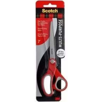 Tesoura de escritório/manualidades Scotch 1427 – corte reto, lâmina única, cabos cinzento e vermelho
