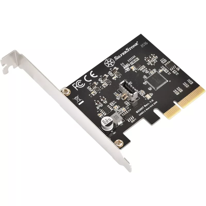 SilverStone SST-ECU07 placa adaptadora PCIe 3.0 x4 USB 3.2 Gen 2x2, 1x USB-C interno, perfil baixo