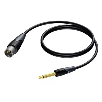Cabo de áudio Procab ficha XLR para ficha jack 6,3 mm (1/4 polegadas), estéreo, 3 m