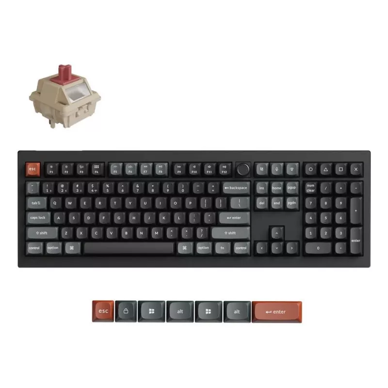 Teclado mecânico Full-Size (100%) Keychron V6 Ultra 8K — QWERTY, Bluetooth, RGB LED, preto