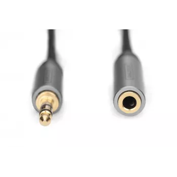 Cabo de extensão de áudio Digitus ficha jack de 3,5 mm para tomada jack de 3,5 mm 1,8 m preto
