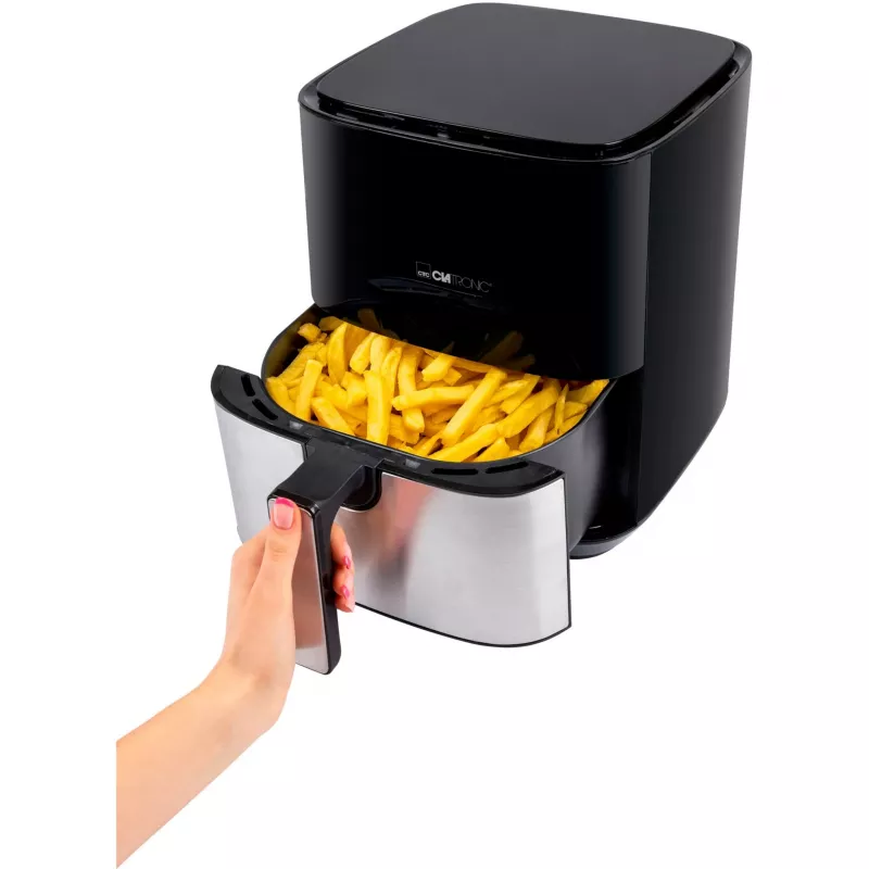 Clatronic FR 3782 H, Fritadeira de ar quente, 5 l, 80 °C, 200 °C, imagem única, Preta, Aço inoxidável