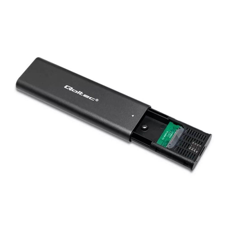 Qoltec 50312 caixa para SSD M.2 NVMe, USB Type-C, preta