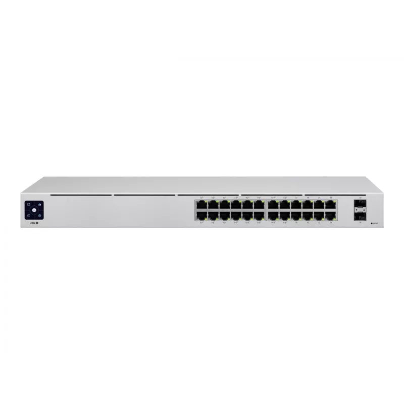 Comutador gerido L2/L3 Ubiquiti UniFi USW-24-POE, 24x Gigabit Ethernet (16x PoE+), 2x SFP, 1U, prateado