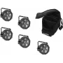 Conjunto de projetores LED EUROLITE SLS-6 TCL 5x com softbag — 5 projetores LED compactos, bolsa de transporte incluída