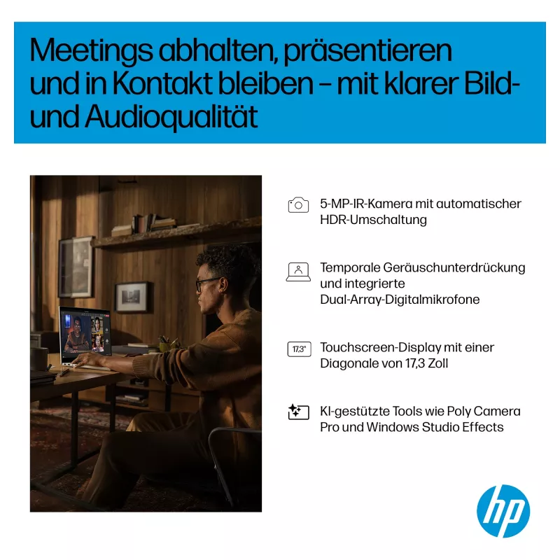 Portátil HP OmniBook 7 Next Gen AI 17-dc0074ng - Intel Core Ultra 7 258V / 2.2 GHz - Win 11 Pro - Intel Arc Graphics 140V - 32 GB RAM - 1 TB SSD NVMe - 43,9 cm (17.3) (CV1J6EA#ABD)