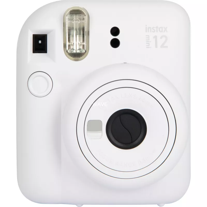 Máquina fotográfica instantânea Fujifilm Instax Mini 12 branca — impressões 86×54 mm, distância focal 60 mm, pilha AA