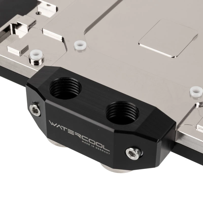 Watercool Fullcover-GPU-Wasserkühler Heatkiller IV para Radeon RX 5700 XT — parte superior em acetal com base de cobre niquelado