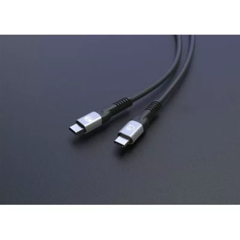 Cabo USB-C para USB-C Fast Manhattan (240 W), 1 m, carregamento de portátil 240 W + dados e vídeo de alta velocidade, compatível com todos os portáteis (requer fonte de alimentação USB-C 240 W adicional), transferência ultrarrápida a 40 Gbit/s, preto, 3 anos de garantia