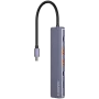 Hub USB Type-C CANYON DS-17 — HDMI, USB 3.2 Gen 1 A, USB-C, MicroSD, 10000 Mbit/s, cinzento