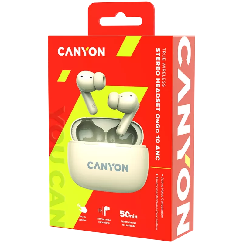 Auscultadores e headset Canyon CNS-TWS10BG True Wireless Stereo (TWS) In-Ear para chamadas/música/desporto/dia a dia USB Type-C Bluetooth Bege (CNS-TWS10BG)
