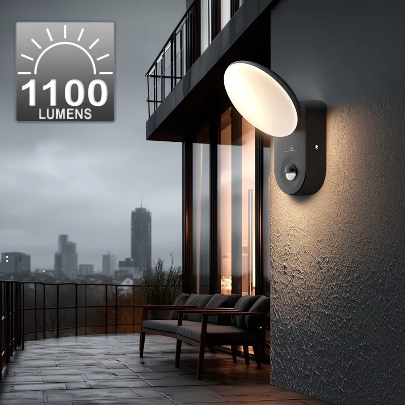 Luminária de parede LED MACLEAN MCE367 com sensor PIR, luminária de parede exterior com detetor de movimento