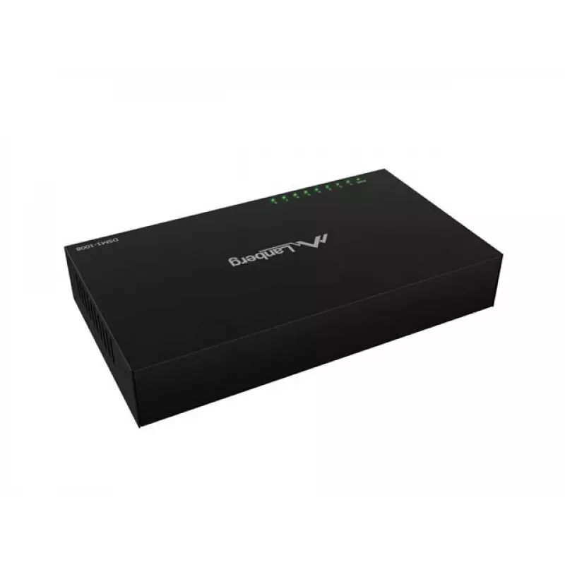 Switch de rede LANBERG DSM1-1008 8x 1 Gb/s não gerido Gigabit Ethernet desktop 12V caixa metálica