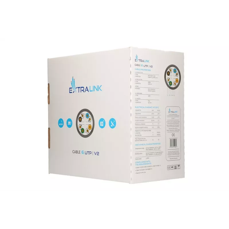 Cabo de par entrançado Extralink CAT6 UTP V2 Indoor 305M