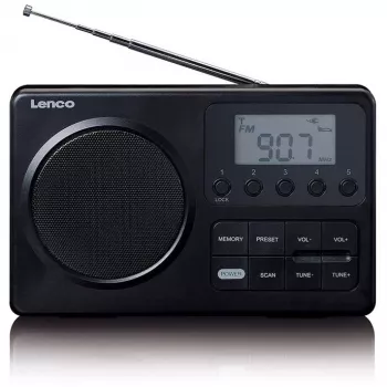 Rádio portátil Lenco MPR-035BK — FM/AM, funcionamento a rede e pilhas, LCD de 2,5