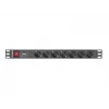 Lanberg | Unidade de distribuição de energia (PDU) 19 polegadas 1U 10A 2M 7x tomadas Schuko | PDU-07F-0200-IEC-BK