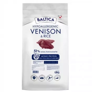 BALTICA Nutraceutic Hypoallergenic Large and X-Large breeds Veado com arroz - Alimento seco para cães - 12 kg