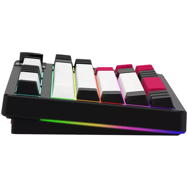 LORGAR KBP70TKLW, Teclado de gaming mecânico TKL sem fios Pro, preto/vermelho, layout EN