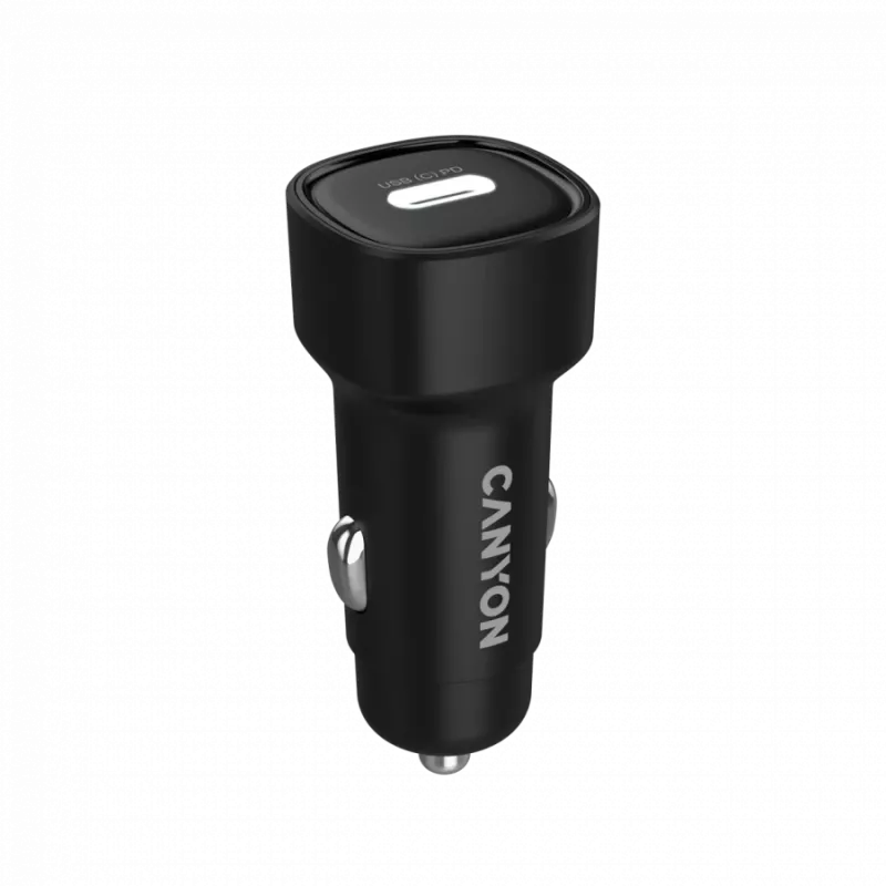 Carregador de automóvel CANYON OnDrive 30 PD 30W USB-C preto – fonte de alimentação USB-C para veículos, 30W PD