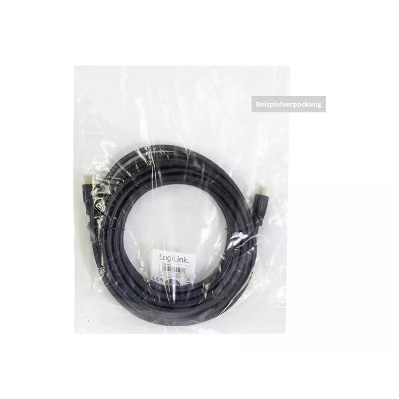 LogiLink CH0053 cabo HDMI de alta velocidade com Ethernet, HDMI 1.4, A macho – A macho, 4K/30, contactos banhados a ouro, 10 m, preto
