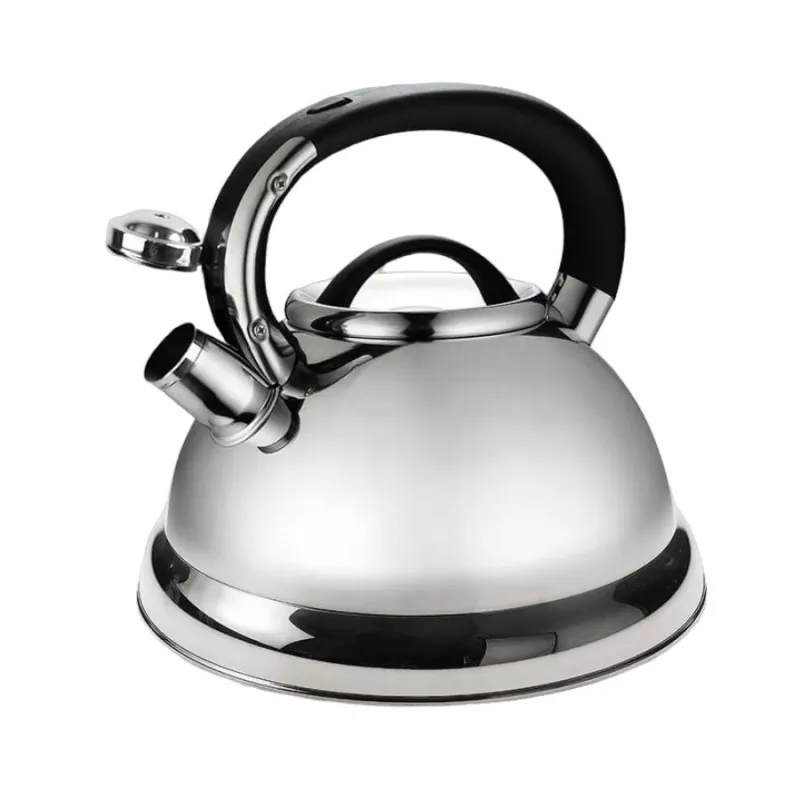 Chaleira Maestro MR-1332, aço inoxidável, capacidade 2,8 L, apito rebatível, pega preta fria