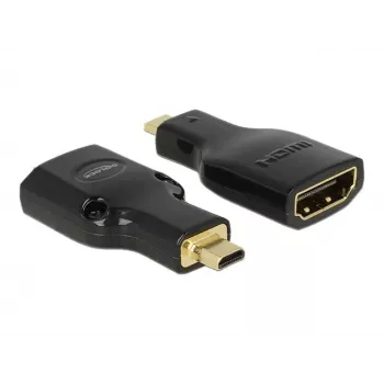 DeLOCK 65664 adaptador HDMI de alta velocidade com Ethernet, de HDMI Micro-D macho para HDMI-A fêmea, 4K, preto