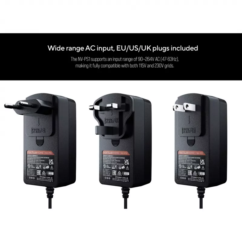 Noctua NV-PS1 fonte de alimentação, 115/230 V CA para 12 V CC, para ventoinhas de 12 V, preto