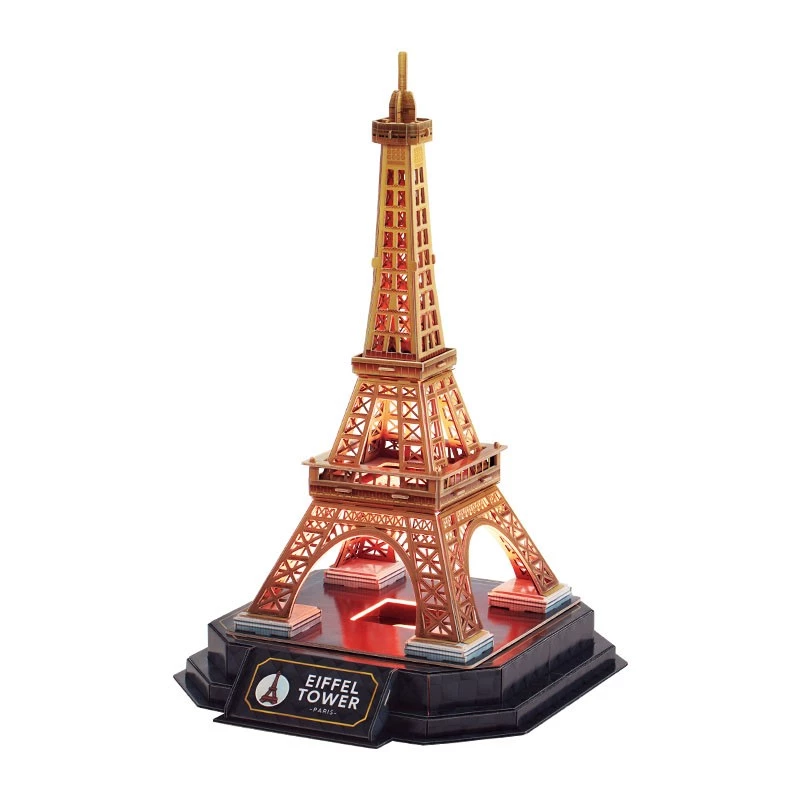 Puzzle 3D Cubicfun Torre Eiffel Night Edition LED da cubicfun modelo 306-L534H – puzzle arquitetónico 3D iluminado