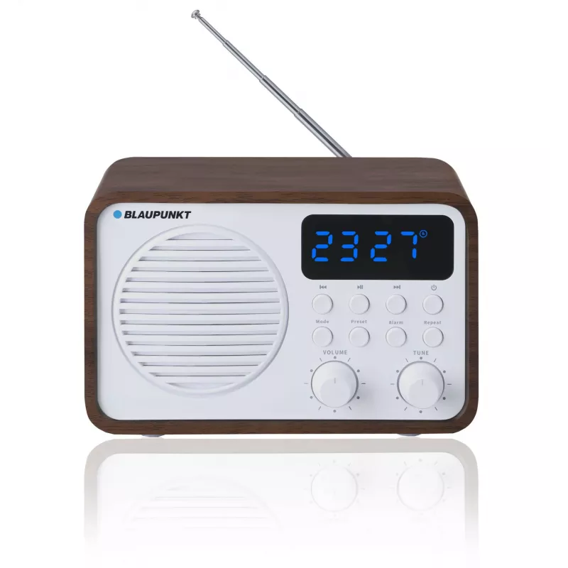 Rádio portátil com Bluetooth e USB BLAUPUNKT PP7BT, cor: castanho madeira/branco