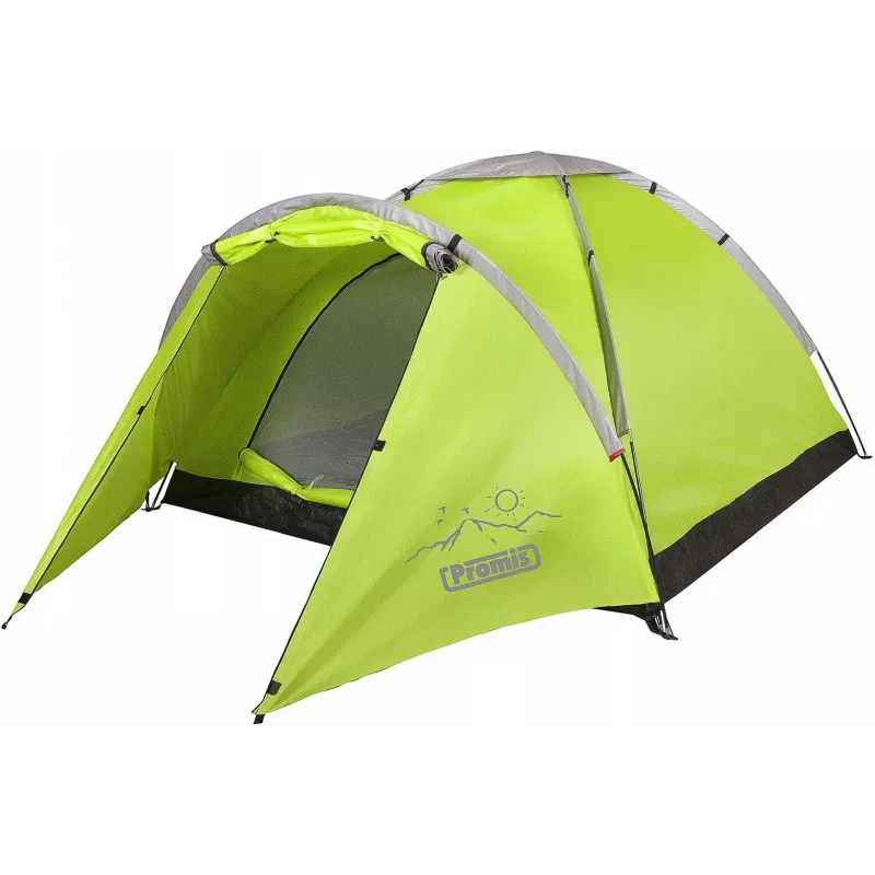 Tenda PROMIS NT80 — tenda de campismo para 3 pessoas com alpendre e rede mosquiteira, área de base 2x2 m
