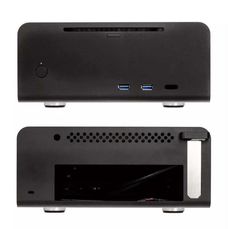 Caixa HTPC sem ventoinha Streacom ST-FC8B Alpha Optical + fonte de alimentação de 120 Watt