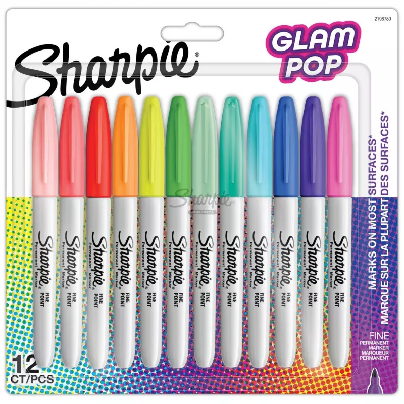 Marcador Sharpie 2198780 ponta fina 12 unid. multicolorido (azul, verde, laranja, rosa, roxo, vermelho, amarelo)