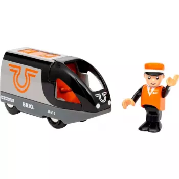 Comboio de passageiros BRIO 63604700 laranja-preto, comboio de madeira, compatível com carris BRIO