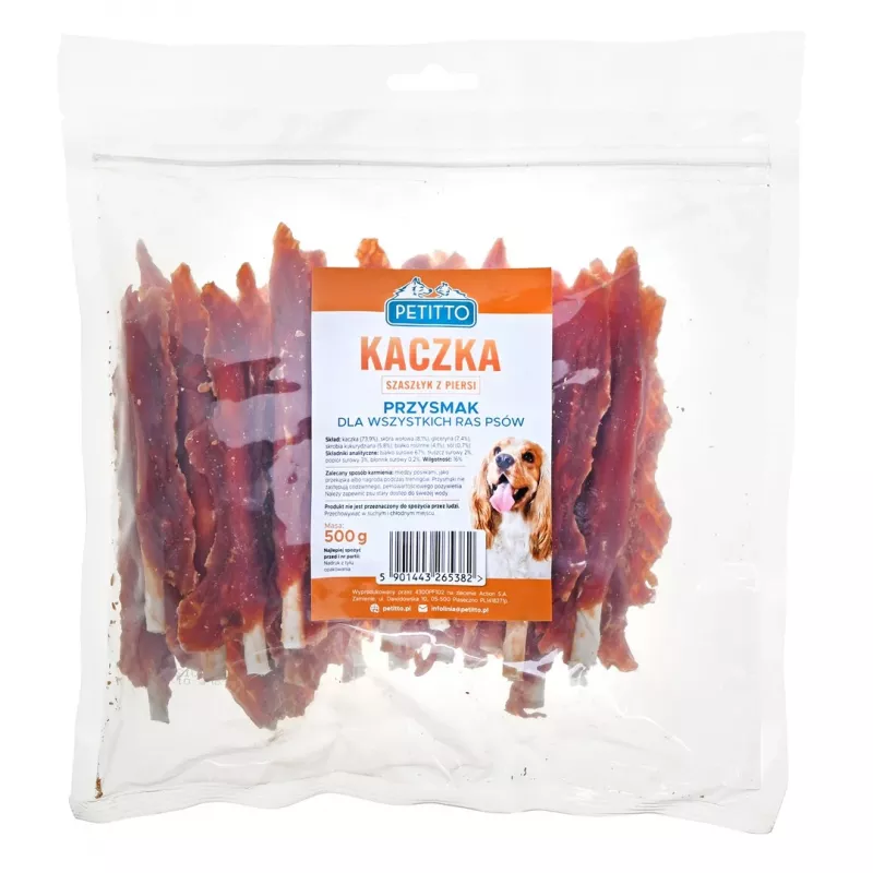 PETITTO Kebab de peito de pato snack para cães, 500 g