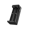 Carregador de baterias Li-Ion XTAR de dois slots para células 18650, entrada USB-C, 2 slots, preto, indicadores LED