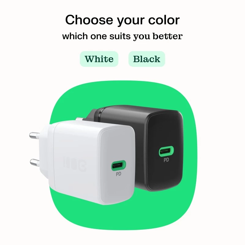 Fonte de alimentação Green Cell PowerSource Solo30 30W branca — carregador USB-C, 30 W de potência de saída