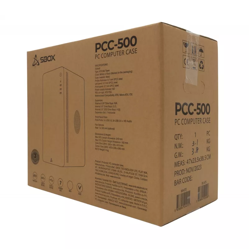 Caixa de computador Sbox PCC-500 preta ATX