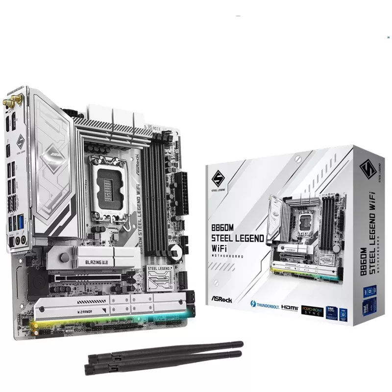 Placa-mãe ASRock B860M Steel Legend WiFi — Intel B860, LGA 1851, micro‑ATX, DDR5, 4 DIMM, Wi‑Fi 6E, 2.5GbE