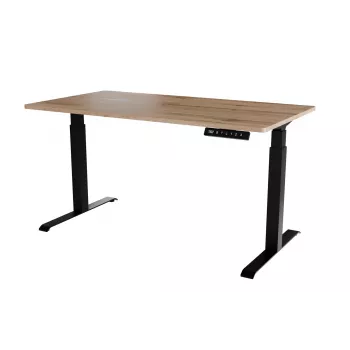 Secretária com regulação elétrica de altura MOON LONG 150x80x72-120 preta/carvalho Wotan