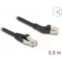 Cabo de rede DeLOCK RJ45 Cat.6A S/FTP 45° angular esquerdo para reto 0,5 m preto